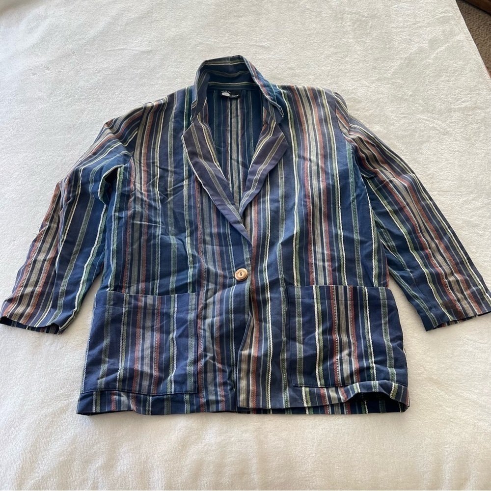 Vintage First Option Tweed Striped Single Button Blazer